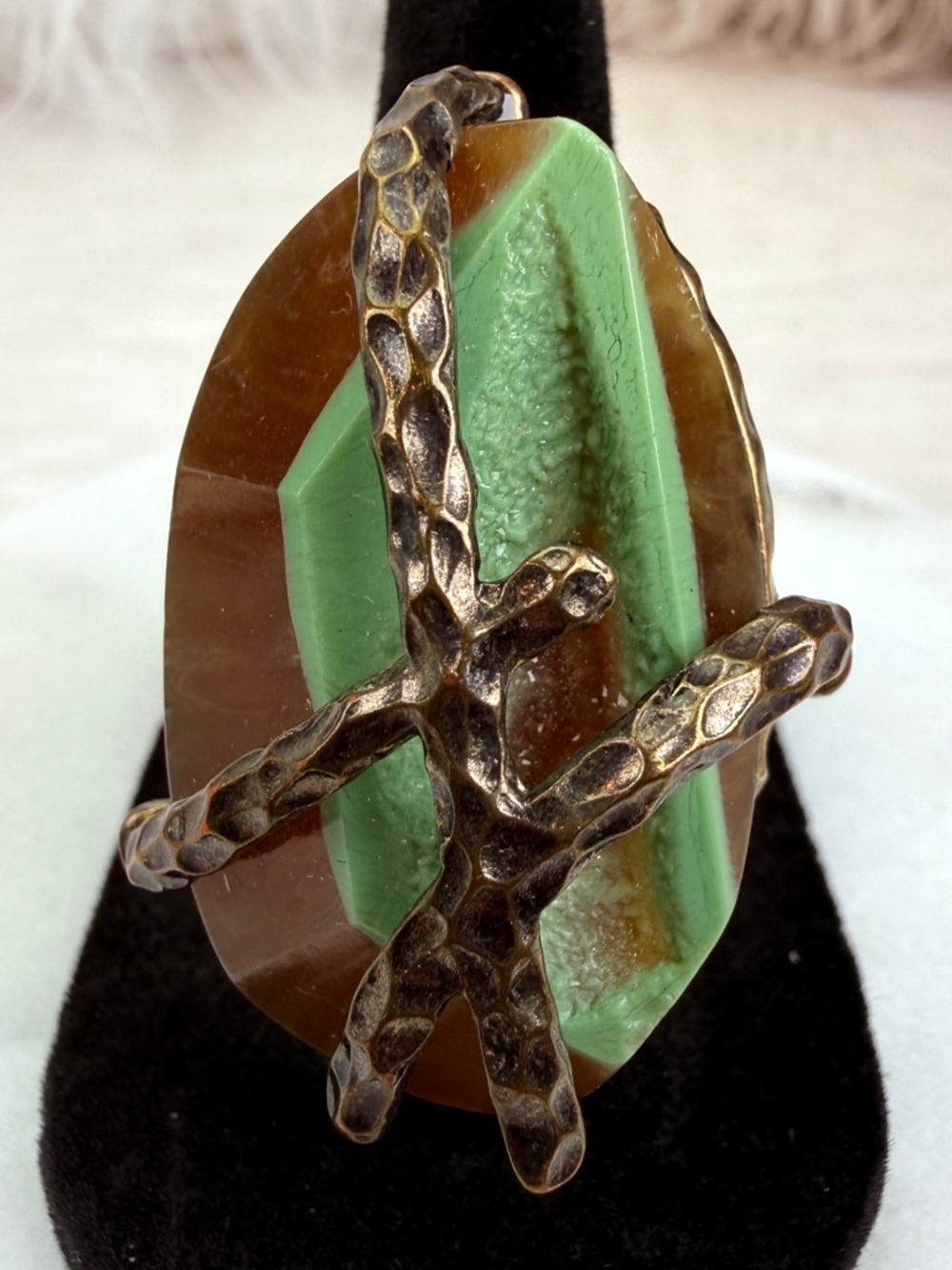 Large costume stretch, bohemian statement adjustable ring